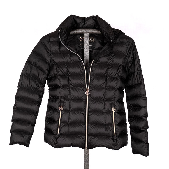Michael Kors Women's Packable Down Quilted Puffer Jacket Size XS Black Hooded - Picture 1 of 5